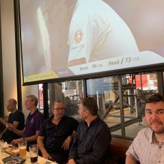 The IMB Microscopy team and IMB IT team enjoying their celebratory lunch. (Photo: James Springfield.)