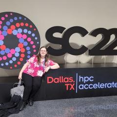 RCC's Sarah Walters at SC22, her first international conference. (Photo: Jake Carroll, RCC.)