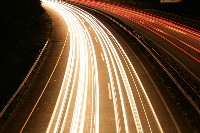 streamed lights on highway at night