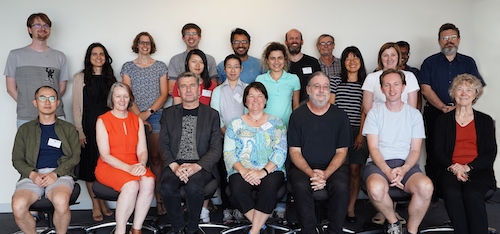 The group photo from the Adelaide geometry workshop. Prof. Tim Penttila is third from the right and Dr Nick Hamilton is third from the left. 