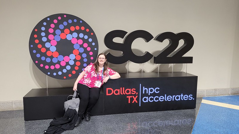 RCC's Sarah Walters at SC22, her first international conference. (Photo: Jake Carroll, RCC.)
