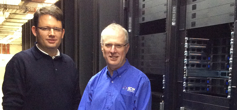 XENON Chief Technology Officer Werner Scholz (left) and RCC Director Professor David Abramson at FlashLite's new base in Queensland.
