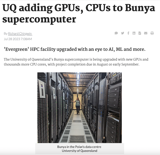 Screenshot of the top part of the iTNews article about Phase 2 of Bunya.