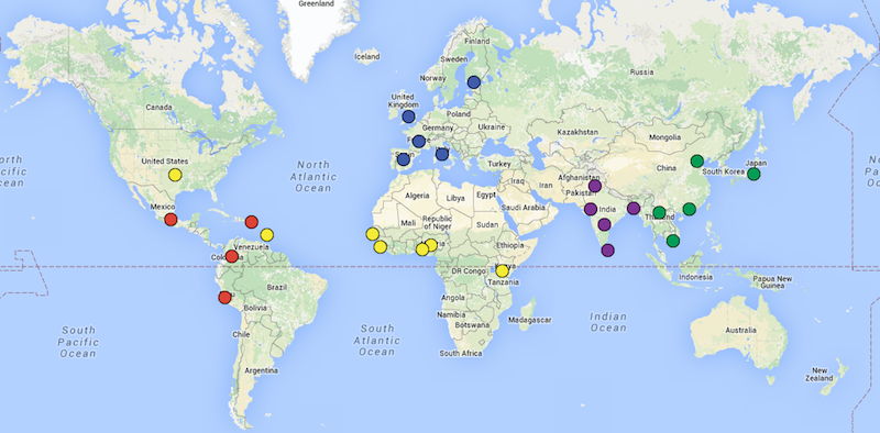 Population sites of the 1000 Genomes Project. (Image via IGSR) 