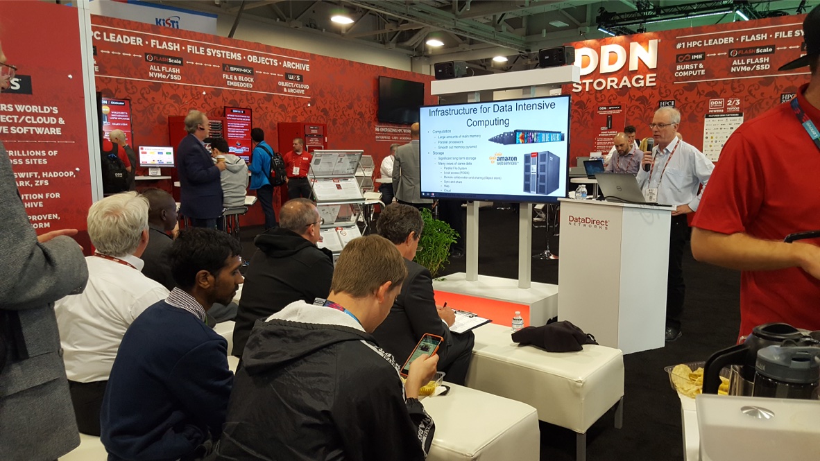 Prof. David Abramson (behind the lectern) speaking at the DDN Storage booth at SC16.
