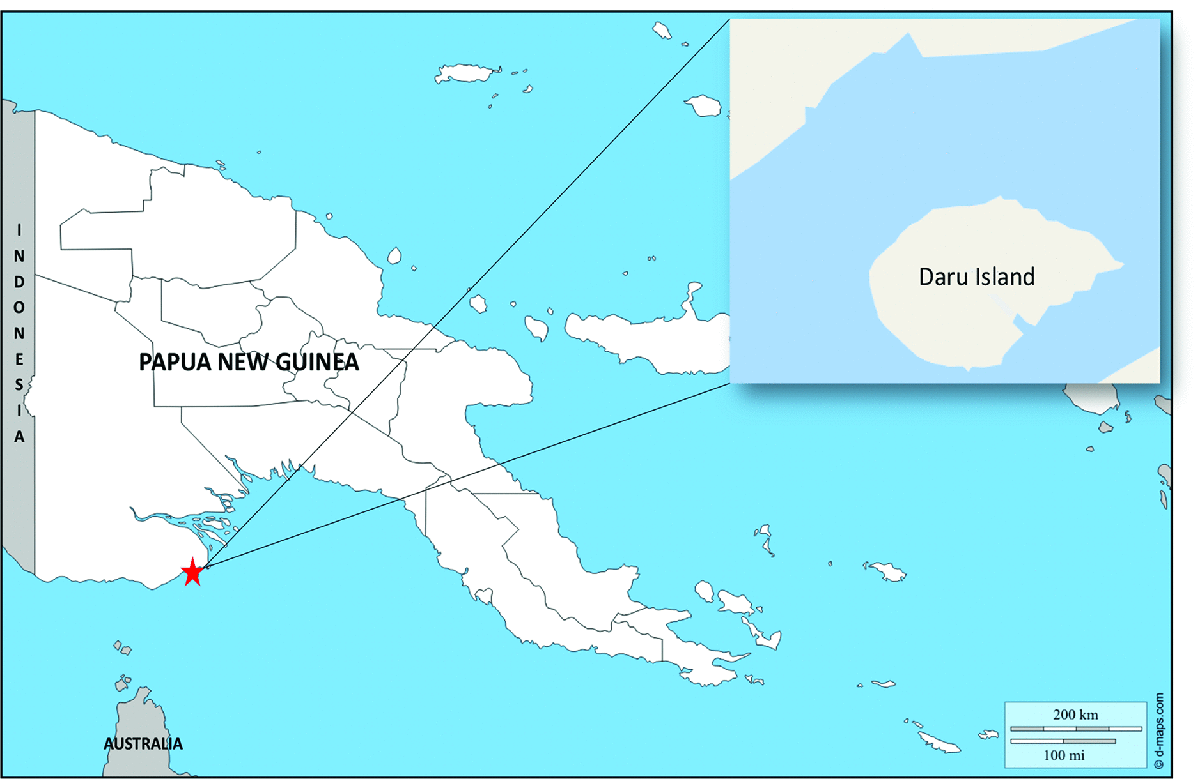 Map of Papua New Guinea illustrating the study location of Daru Island (inset). The original map was obtained from d-maps.com