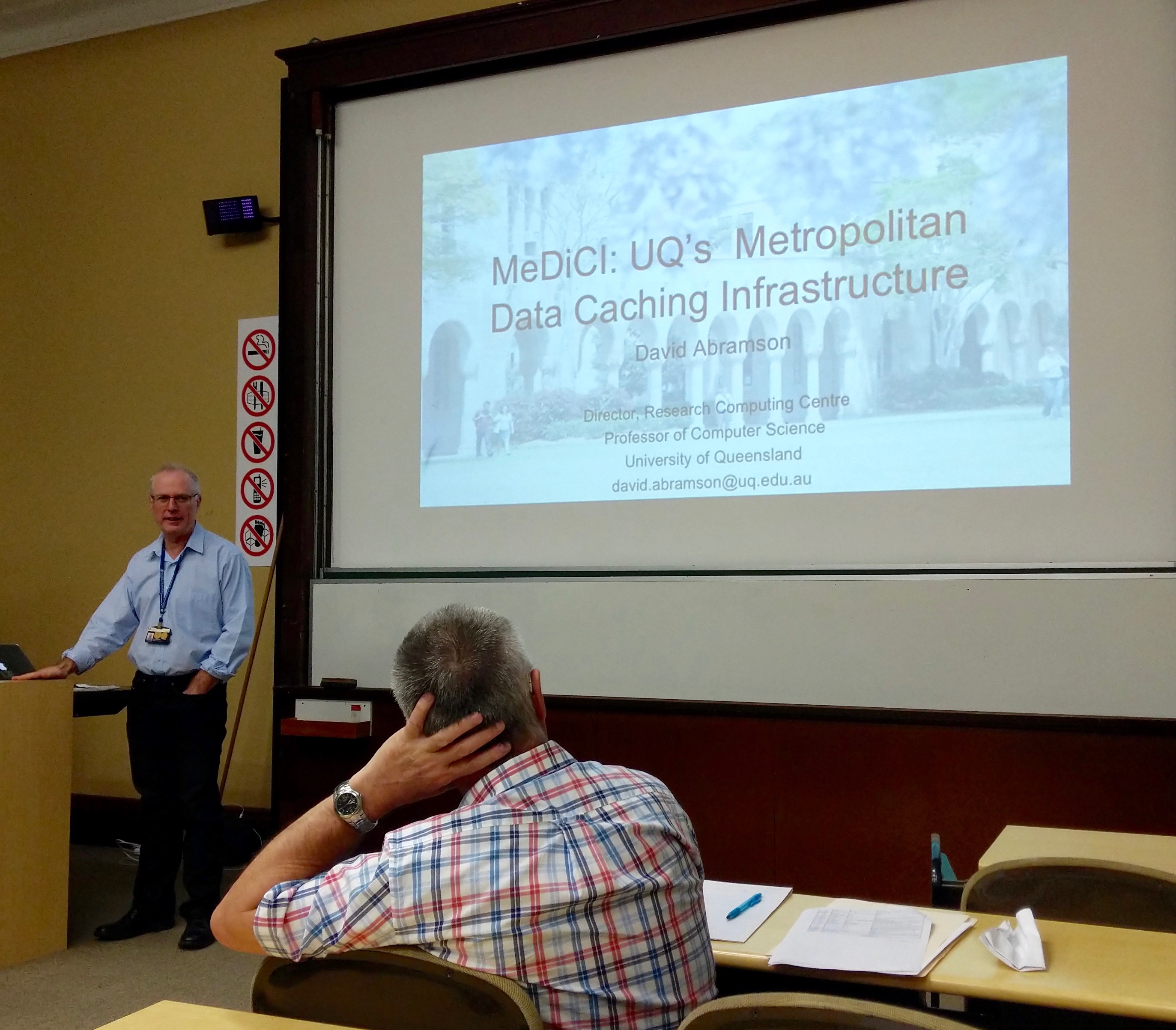 Prof. David Abramson giving his MeDiCI talk at the DMF Users Group meeting. 